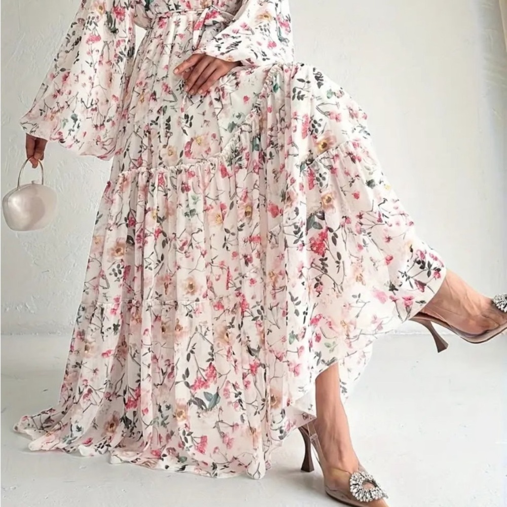 Floral Pink and White Women's Dress